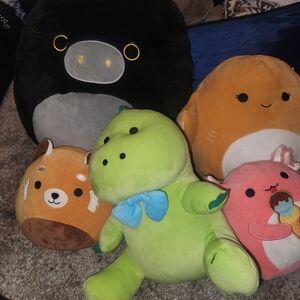 Squishmallows Black, Green, Orange, Pink Stuffed Animals